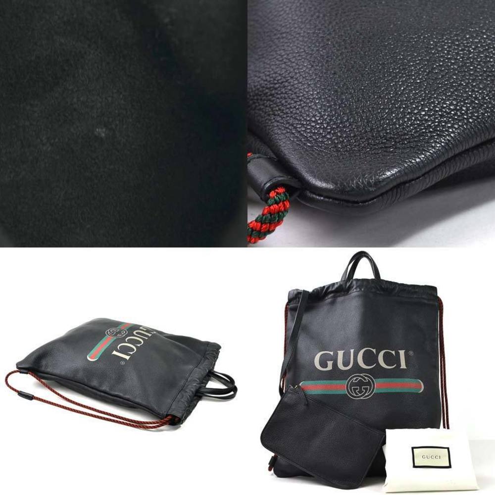 Gucci Drawstring Backpack Leather Black - image 3